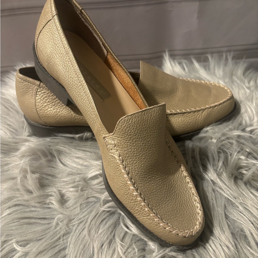 Partners Joan Women’s Gold Leather Loafers Slip On Made in Brazil Size 10M